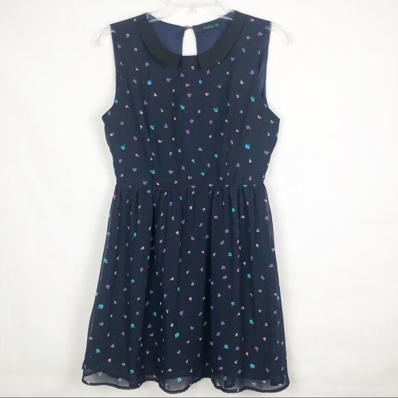 CALS Blue Chiffon Sheath Floral Dress - Picture 1 of 10